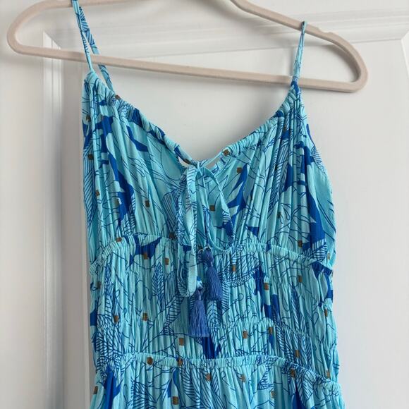 Lusana Women’s Lindi Mini Dress Sz Blue Sz 6 Resort Vacation Tiered EUC - Picture 7 of 13